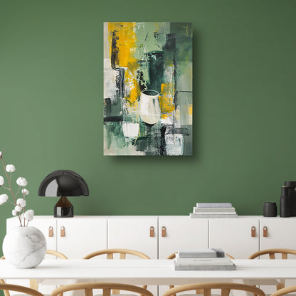 Modern abstract schilderij met glas canvas