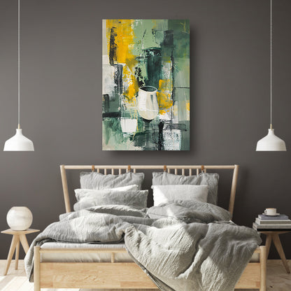 Modern abstract schilderij met glas canvas