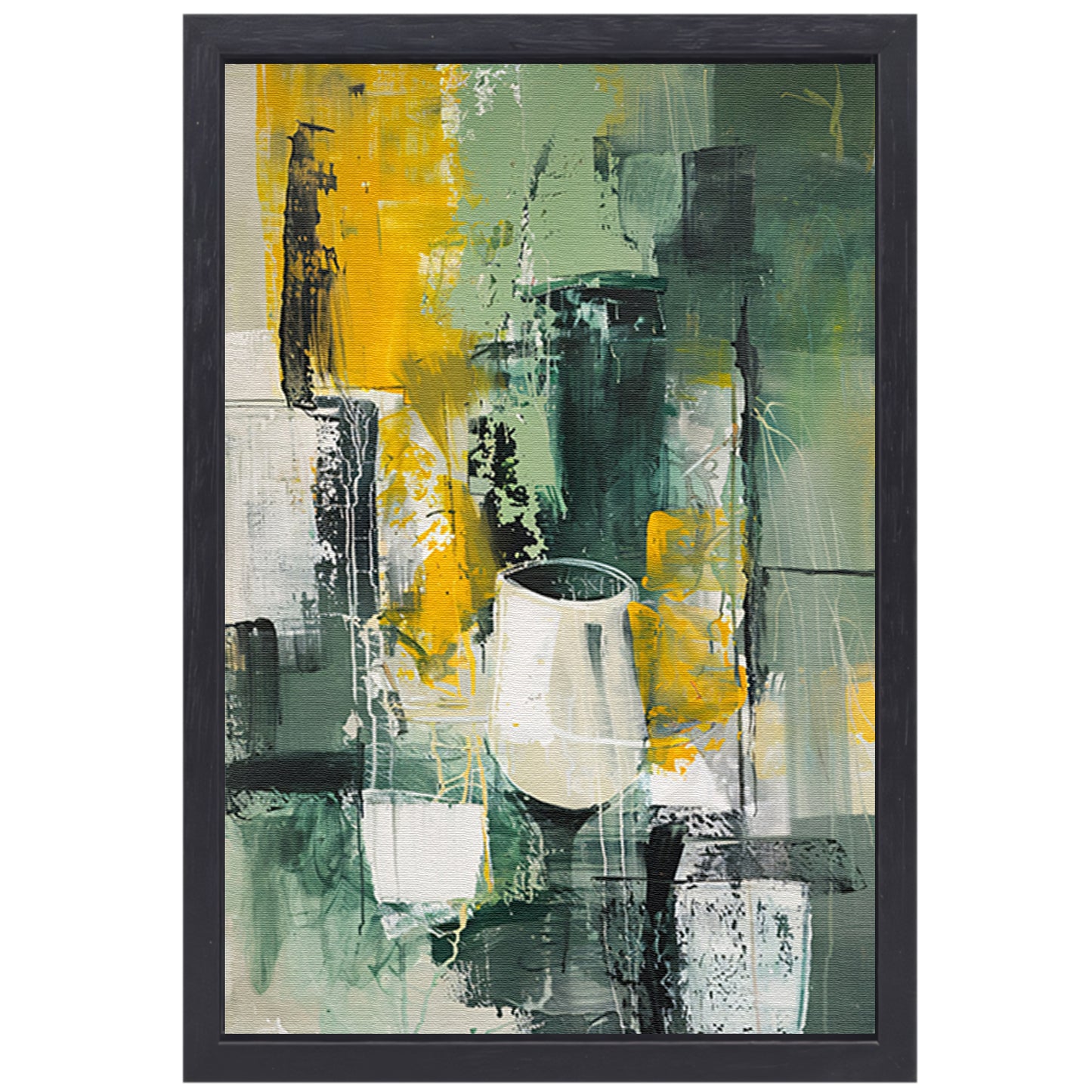 Modern abstract schilderij met glas canvas met baklijst