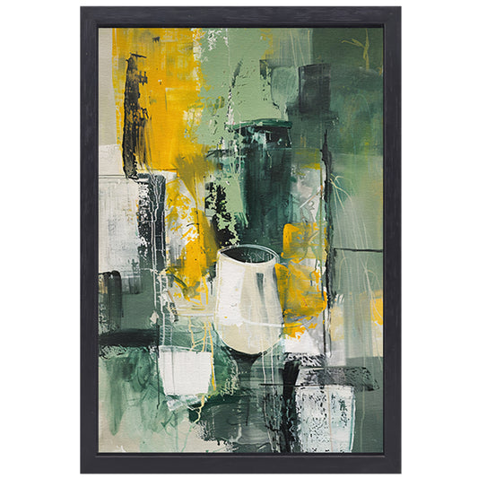 Modern abstract schilderij met glas canvas met baklijst
