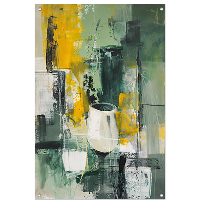 Modern abstract schilderij met glas tuinposter