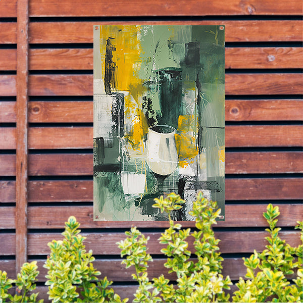 Modern abstract schilderij met glas tuinposter