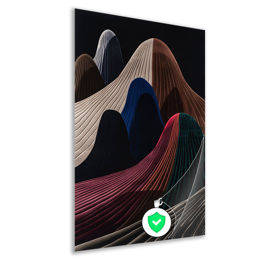 Kleurrijke abstracte bergen met schaduw poster