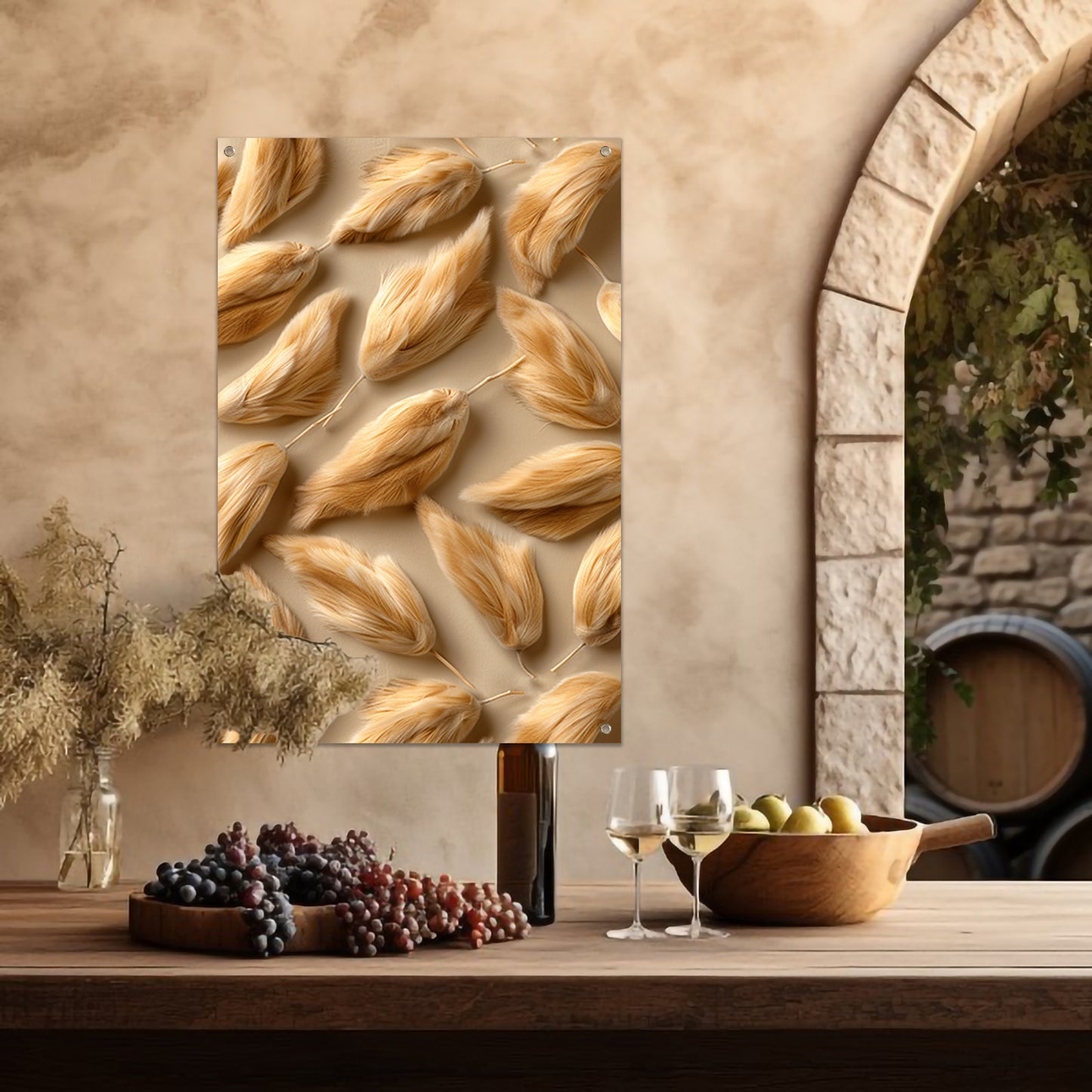 Abstracte Veren in Beige tuinposter