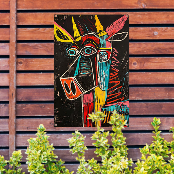 Abstract Stier in Felle Kleuren tuinposter