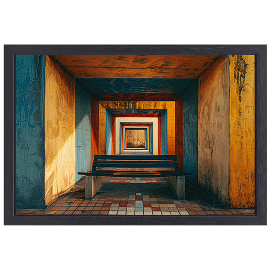 Minimalistische Tunnel met Bankje canvas met baklijst