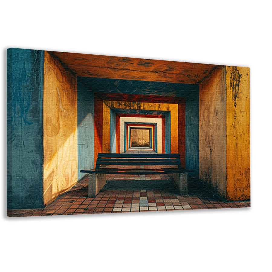 Minimalistische Tunnel met Bankje canvas