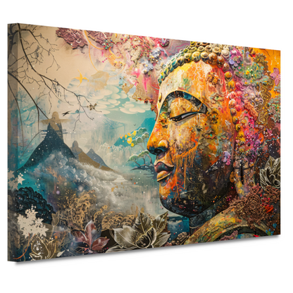Eclectische Boeddha met Kleurrijke Achtergrond canvas