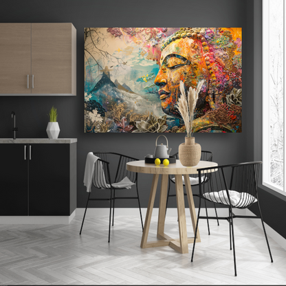 Eclectische Boeddha met Kleurrijke Achtergrond canvas