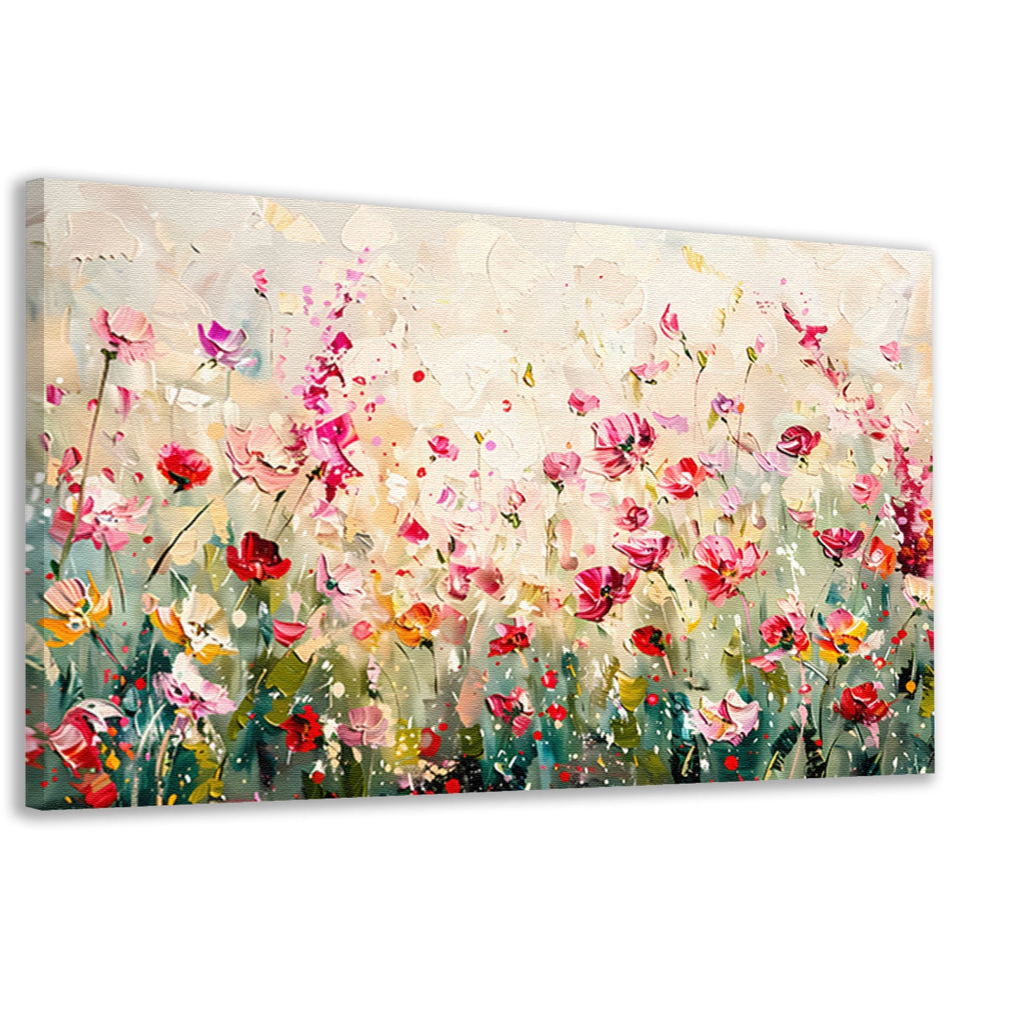 Kleurvol schilderij van een bloemenveld canvas