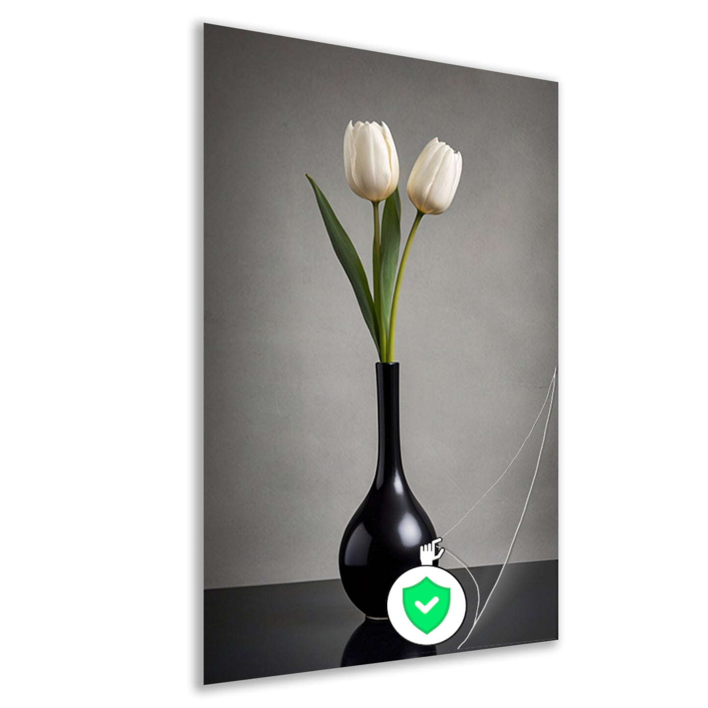 Minimalistische Witte Tulpen in Zwarte Vaas poster