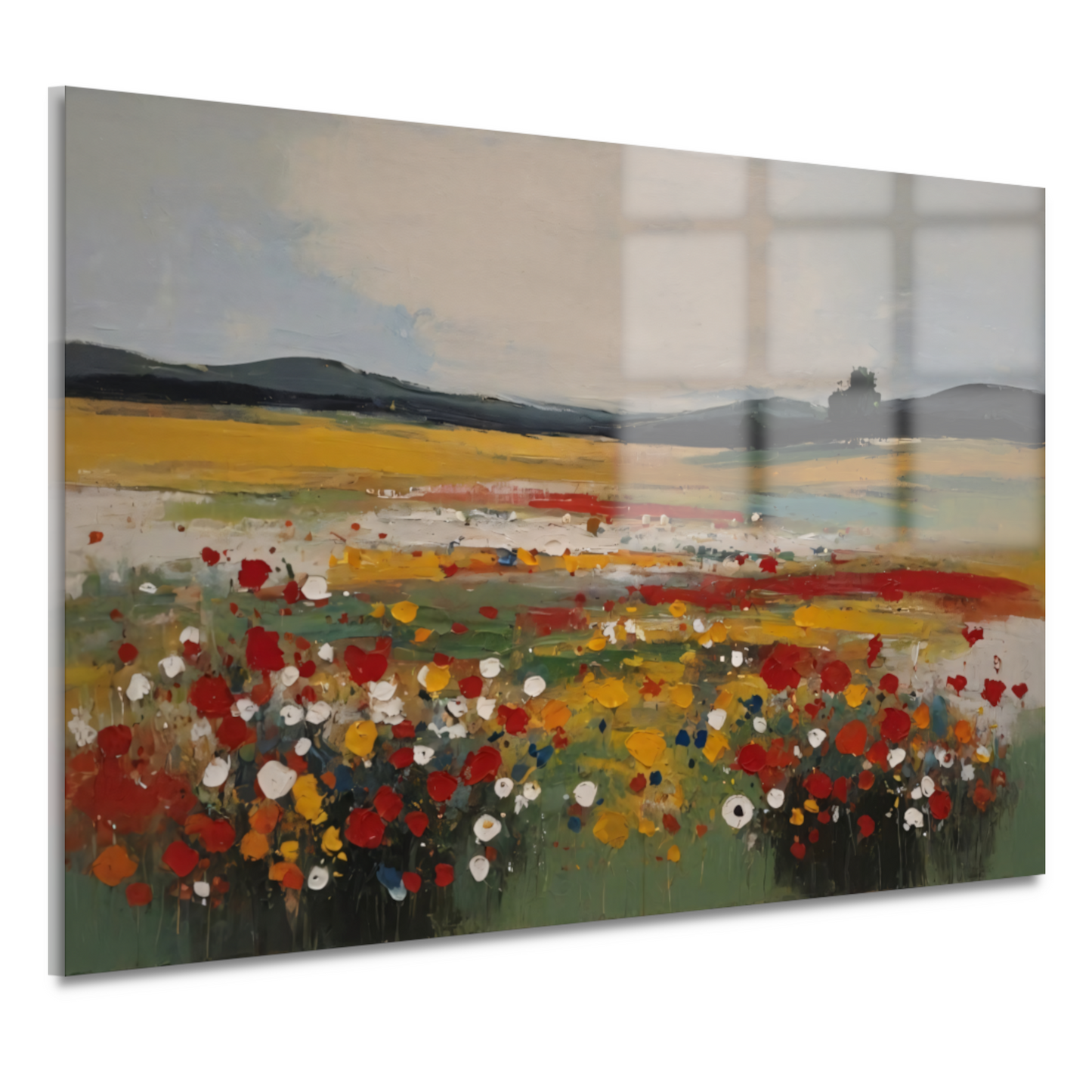 Impressionistisch Bloemenveld bij Zomerzonsondergang acrylglas