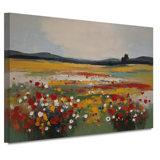 Impressionistisch Bloemenveld bij Zomerzonsondergang canvas