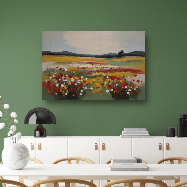 Impressionistisch Bloemenveld bij Zomerzonsondergang acrylglas