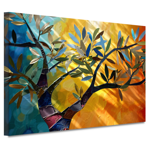 Abstracte kleurrijke boom canvas
