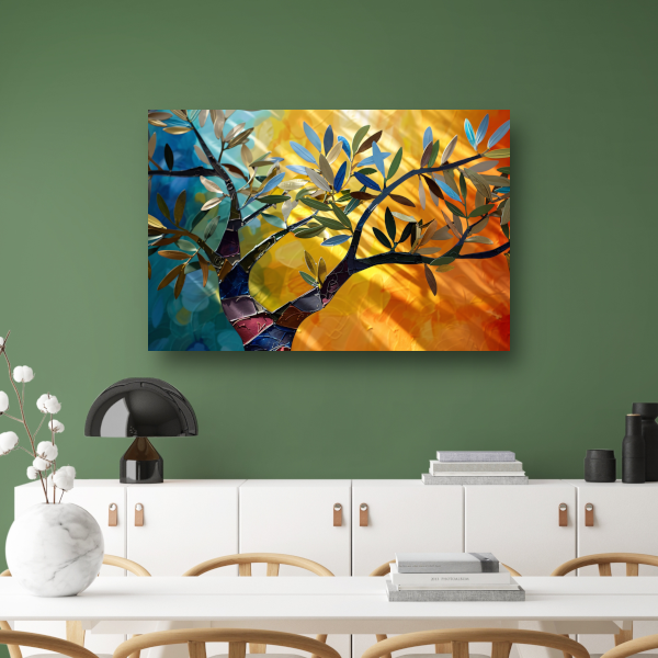 Abstracte kleurrijke boom canvas