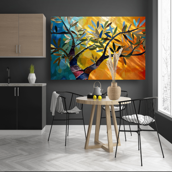 Abstracte kleurrijke boom canvas
