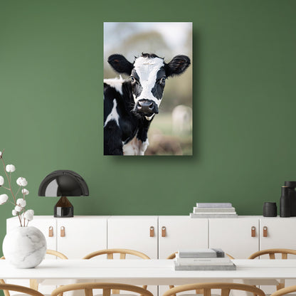 Zwart-Wit Portret van een Nieuwsgierig Kalf acrylglas