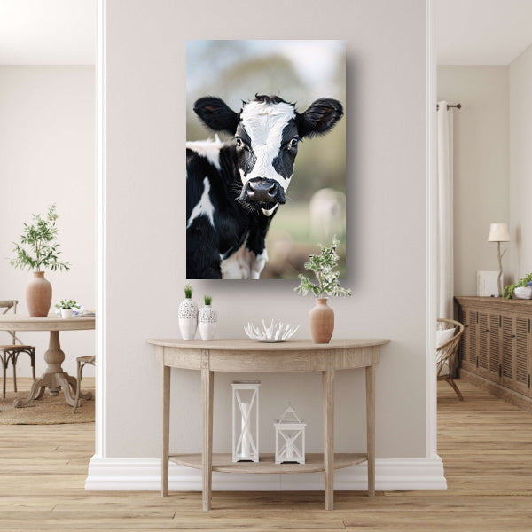Zwart-Wit Portret van een Nieuwsgierig Kalf acrylglas