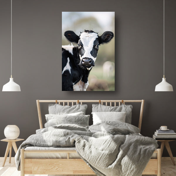 Zwart-Wit Portret van een Nieuwsgierig Kalf acrylglas