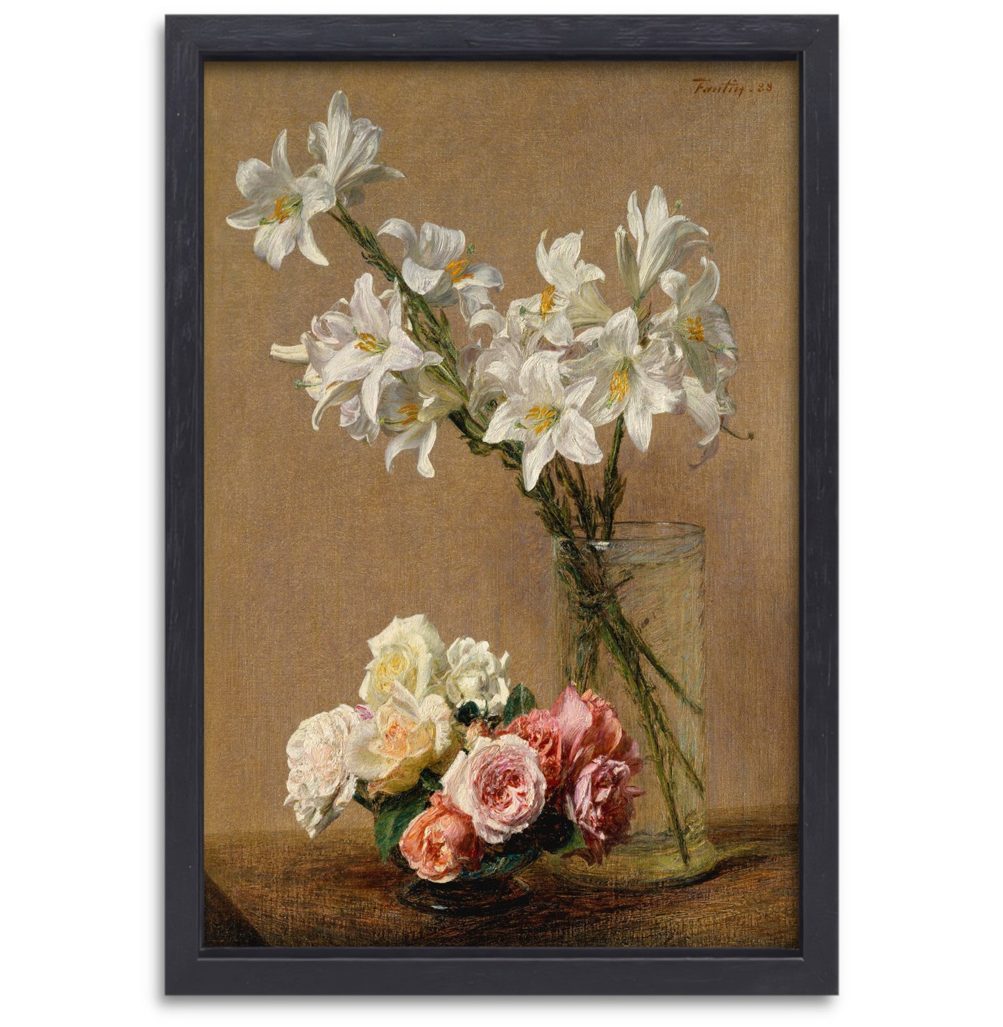 Rozen en lelies - Henri Fantin-Latour canvas met baklijst