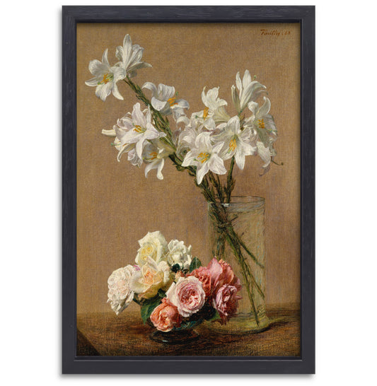 Rozen en lelies - Henri Fantin-Latour canvas met baklijst