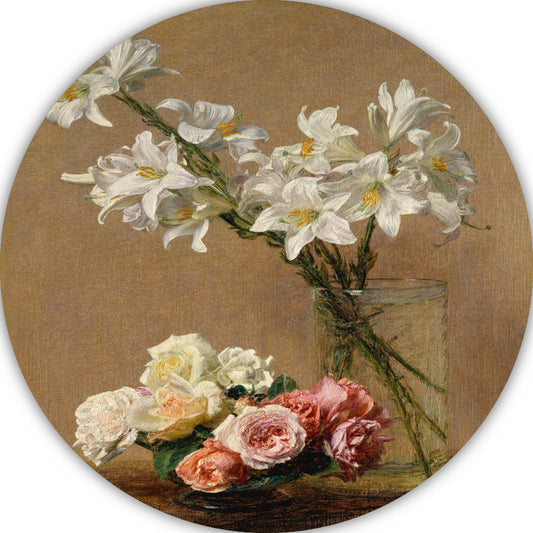 Rozen en lelies - Henri Fantin-Latour aluminium muurcirkel