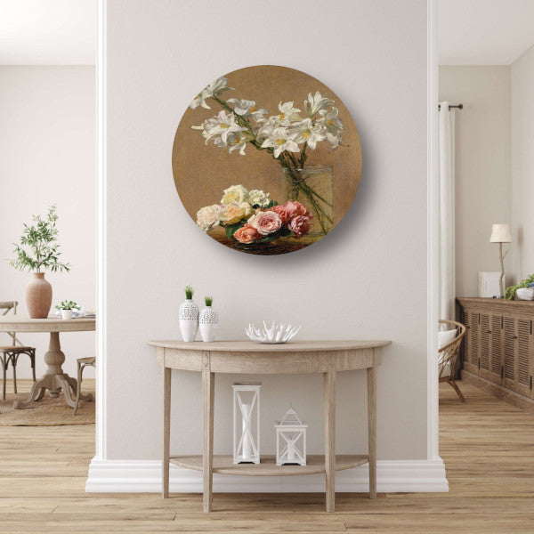 Rozen en lelies - Henri Fantin-Latour aluminium muurcirkel