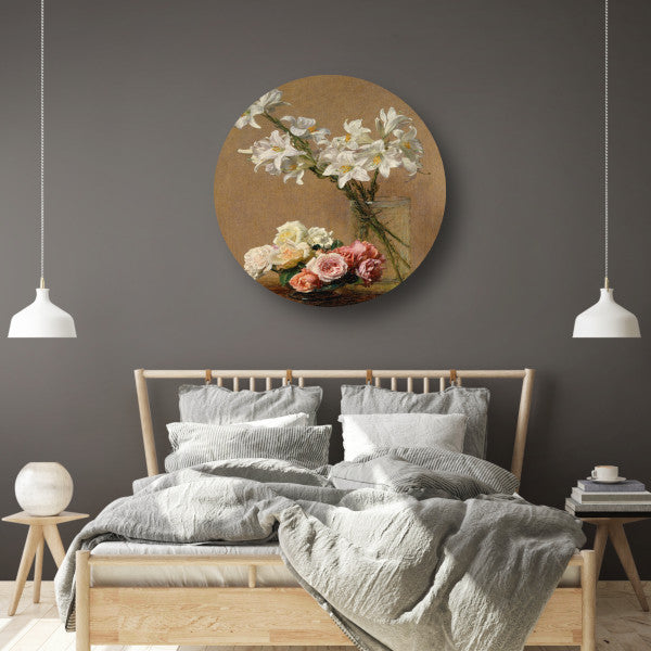 Rozen en lelies - Henri Fantin-Latour aluminium muurcirkel