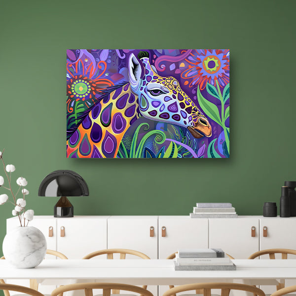Abstract kleurrijk giraffe schilderij in psychedelische stijl acrylglas