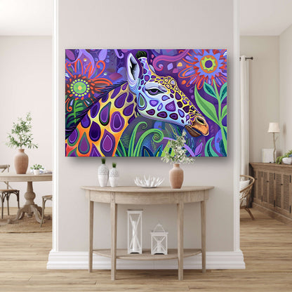 Abstract kleurrijk giraffe schilderij in psychedelische stijl acrylglas