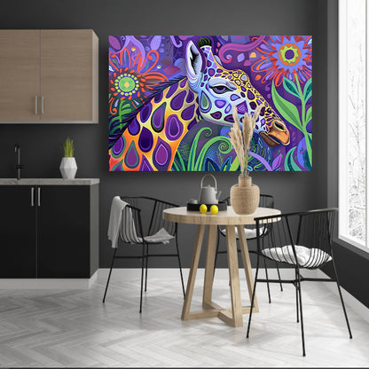 Abstract kleurrijk giraffe schilderij in psychedelische stijl acrylglas