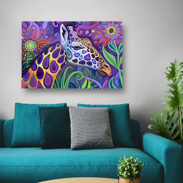 Abstract kleurrijk giraffe schilderij in psychedelische stijl acrylglas