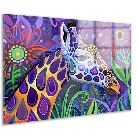 Abstract kleurrijk giraffe schilderij in psychedelische stijl acrylglas