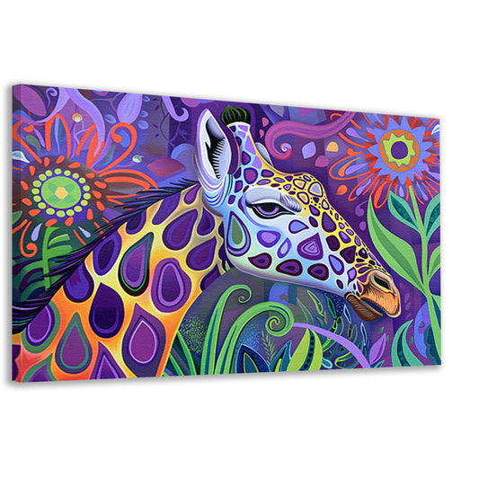 Abstract kleurrijk giraffe schilderij in psychedelische stijl canvas