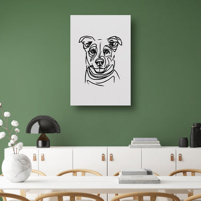Minimalistische Zwart-Witte Hond Illustratie poster