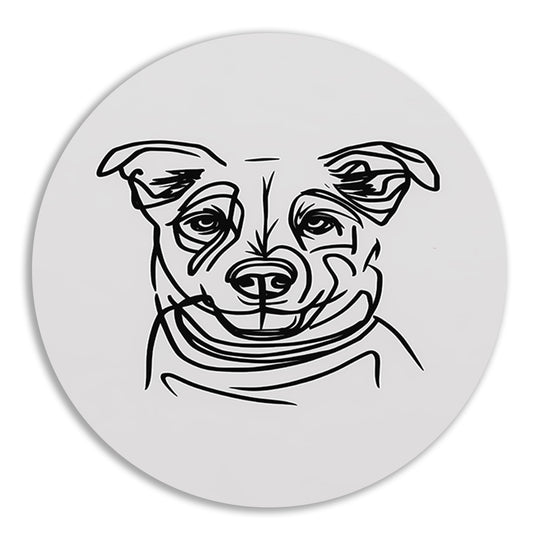 Minimalistische Zwart-Witte Hond Illustratie forex muurcirkel