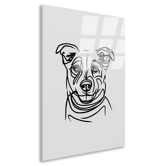 Minimalistische Zwart-Witte Hond Illustratie acrylglas