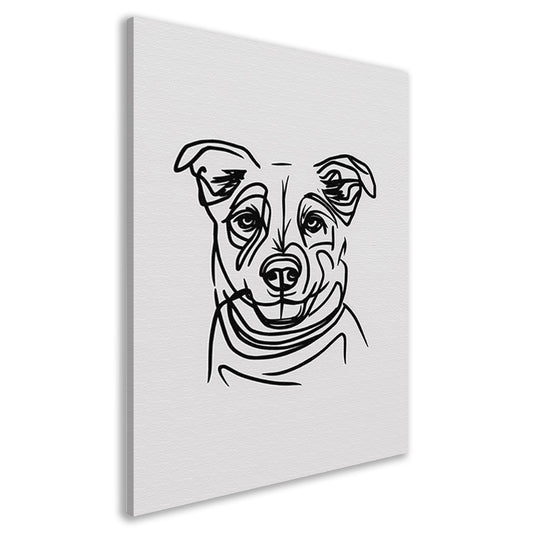 Minimalistische Zwart-Witte Hond Illustratie canvas