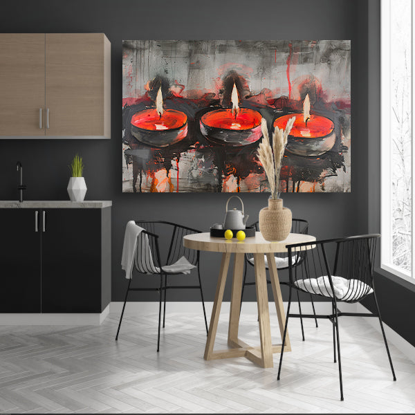 Abstract schilderij van brandende kaarsen poster