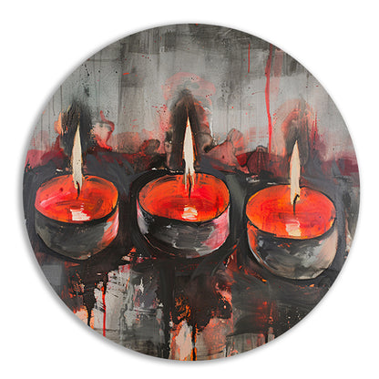 Abstract schilderij van brandende kaarsen forex muurcirkel