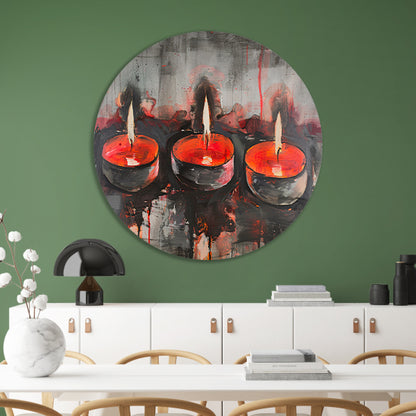 Abstract schilderij van brandende kaarsen forex muurcirkel