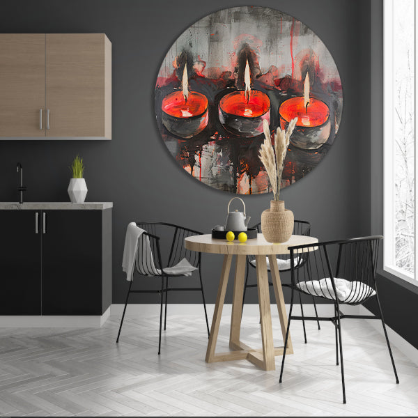 Abstract schilderij van brandende kaarsen forex muurcirkel