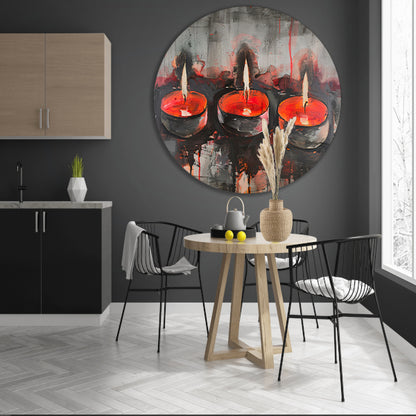 Abstract schilderij van brandende kaarsen forex muurcirkel