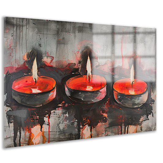Abstract schilderij van brandende kaarsen acrylglas