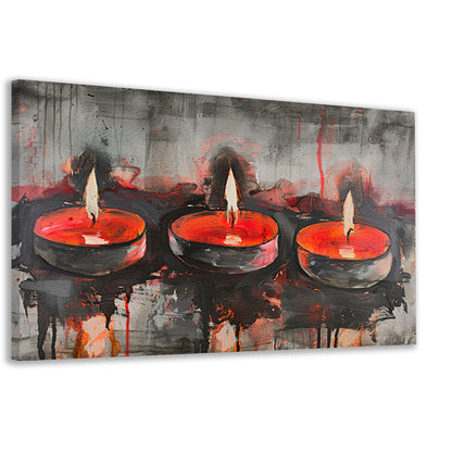 Abstract schilderij van brandende kaarsen canvas