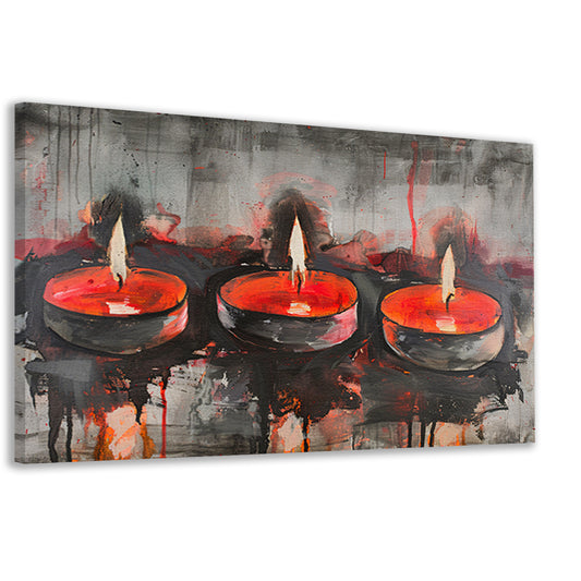 Abstract schilderij van brandende kaarsen canvas