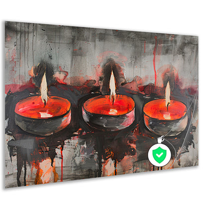 Abstract schilderij van brandende kaarsen poster