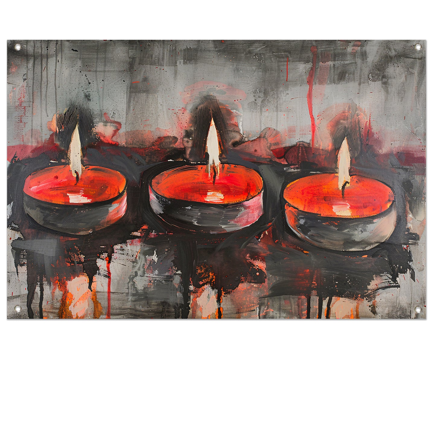 Abstract schilderij van brandende kaarsen tuinposter