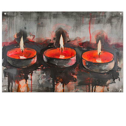Abstract schilderij van brandende kaarsen tuinposter